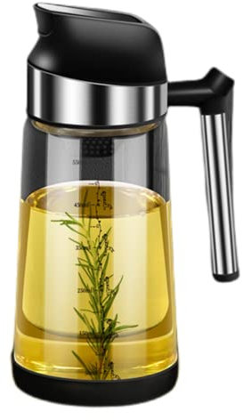 XKONG Bottiglia automatica per dispenser di olio, il distributore di olio d'oliva 550 ml di vetro (nero)