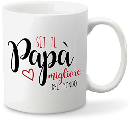 PHOTOCITY Tazza bianca in ceramica - idea regalo festa del papà - tazza in ceramica personalizzata con testo già pronta (sei-il-papà-migliore-del-mondo)