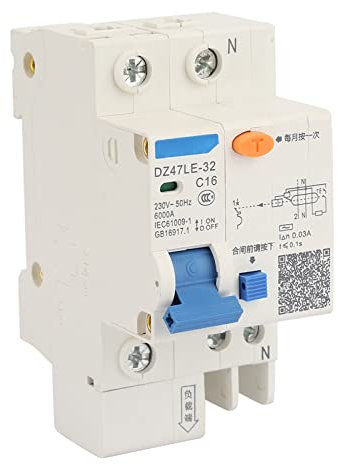 1P Leitungsschutzschalter DZ47LE-32 230V 16a 20a 1 Leistungsschalter für DIN-Schienenmontage, Leckstrom 30 Ma(16A)