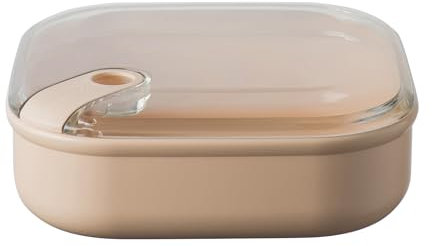 OMADA Design - Contenitore ermetico per Alimenti da 1 L Basso con Coperchio Trasparente - Made in Italy - Linea Pull Box