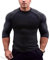 Herren Muskeln Raglan schneiden T-Shirts mit 3/4 Hülse Fitness Trainiert T-Shirt Schwarz-Dunkelgrau L