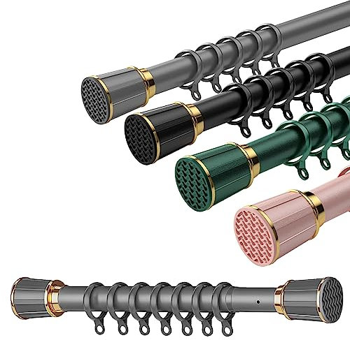 Plerile Gardinen Teleskopstange 0,4 M - 5 M, Gardinenstange Ohne Bohren, Klemmstange Für Badezimmer, Raumteiler, Schlafzimmer, Einfach Zu Verwenden (Color : Gray, Size : 4.1m-5m)