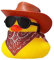 higyee Cowboy-Quietschente – Gummi-Ente Für Das Armaturenbrett | Cowboy Gummiente Mit Mütze, Schal Und Sonnenbrille | Quietsche-Ente, Badespielzeug, Auto-Armaturenbrett-Ornament ()