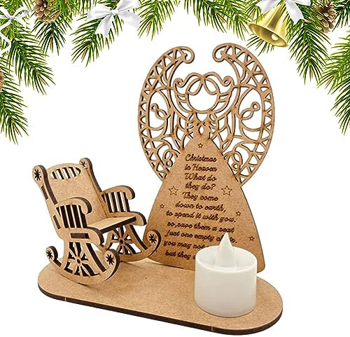 Fukamou Weihnachts-Gedenk-Ornament, Weihnachtskerzenhalter, Personalisiert Schaukelstuhl Weihnachtsbaum LED Teelichthalter, Geschenke Merry In Heaven Teelichthalter.