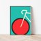Mabudi Poster Vintage Fahrrad - Poster Retro - Fahrrad Poster - Abenteuer Poster - Fahrrad Bauhaus Print - Kunstdruck Zweirad (Türkis-Rot, DIN A4 (21x29,7cm))