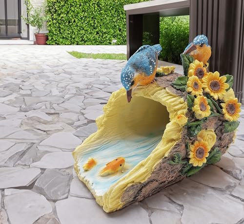Euiroet Echte Kolibri-Skulptur, Dachrinnen-Fallauslaufverlängerung, Gartenstatue, Dekoration, Fallrohr-Umsteller, perfekter Regenumlenker für 7,6 x 10,2 cm Fallrohre, umweltfreundliches Harz,