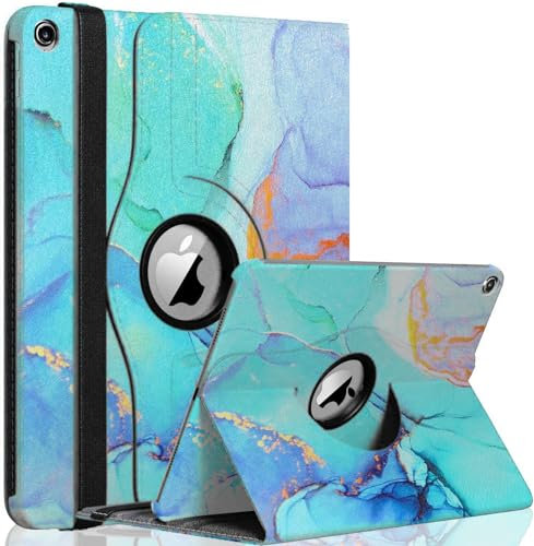 GADGET ARMOUR iPad 9th Generation Case 10.2 Inch 2021, 8th Generation 2020, 7th Generation 2019, Rotating Smart Cover with Auto Wake and Sleep, Green Marble