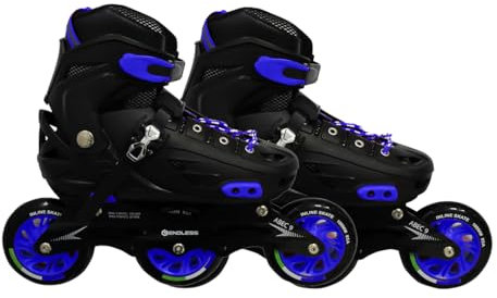 Endless EL1033 Inline Adjustable Skates Large 39 EUR (UK 5.5) - 43 EUR (UK 9) for 12 Years and Above | Blue | Aluminium Chassis and 100 mm PU Three Wheels | with ABEC 9 Bearings | Indoor and Outdoor