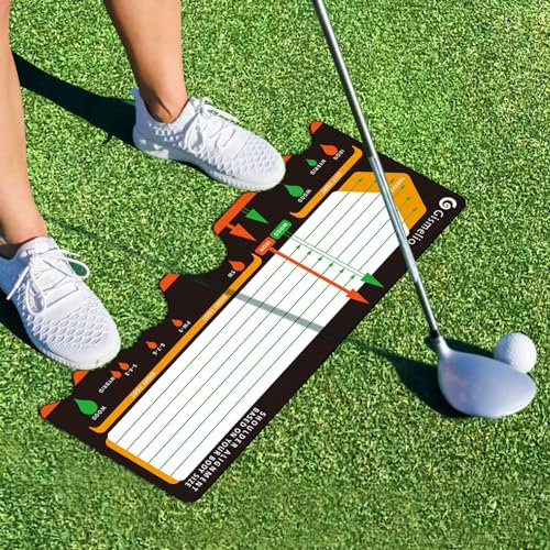 Golf Training Mat for Beginners | Posture Assistance and Entry-Level Stance Corrector | Golf Training Aids Pad for Men Women (Black)