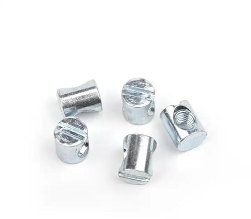 NOLDAR |Tuerca de barril M6 de 13mm de largo con ranura. Tuerca para muebles. (50 tuercas)