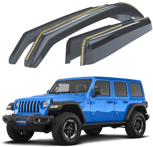 Goodyear Windabweiser für/kompatible mit Jeep Wrangler 2018-2025 IV (JL) - Integrierte Regenabweiser - Autofenster Regenschutz - Ermöglichen Frischluft - Waschstraßenfest - Einfache Montage 4 Set R