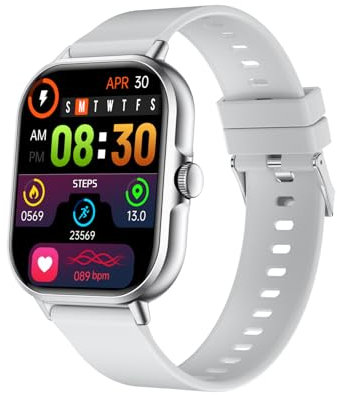 Smart Watch for Women Men, 2.01 Smartwatch with Heart Rate Monitor Blood Oxygen and Sleep Monitor Fitness Tracker Watch (Make/Answer Call), IP67 Waterproof Smart Watch for Android iOS Phones (Silver)
