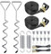 W&H Sturmband Markise Set, Sturmsicherung für Vorzelt und Zubehör, Vorzeltsets Wohnmobil mit Camping Sturmbänder, 2X Spanngurte, 2x40 cm Erdanker, 2X Feder, 1x Tasche,10x Haken