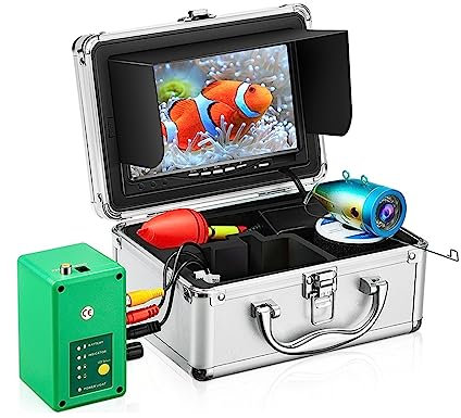 Caméra de Pêche sous Marine, Kit de caméra de pêche sous-marine Portable 30 LED Support DVR 7 pouces moniteur vidéo détecteur de poisson 1000TVL for la pêche sur glace/mer ,glace, rivière et bateau(20