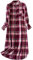 EMUKFD Camicie da notte da donna in flanella, a quadri, pigiama, a maniche lunghe, con bottoni, cardigan a tunica, Rosa acceso, M