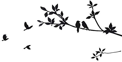 Wandtattoo,Vögel auf Ast“, Wandkunst-Dekor, Wandaufkleber, schwarze Vögel,Wandtattoo Ast Zweig Schwarz Wandsticker Wandaufkleber für Babyzimmer Wohnzimmer Schlafzimmer Wanddeko