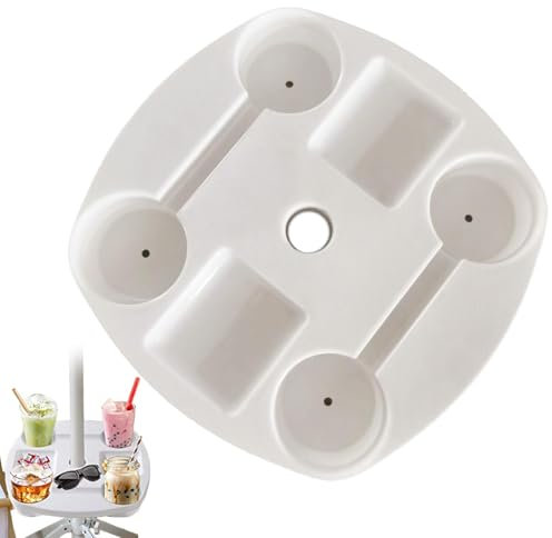 YRTUOP Patio Umbrella Table Tray, Beach Umbrella Table Tray Beer Drink Cup Stand Snack Storage Tray Garden Parasol Table Tray Turntable Organizer For Poolside, Backyard & Beach, 37x37x5cm