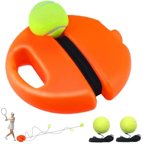 Funmo Tennis-Trainer Tennistrainer Set Trainer Baseboard Set mit 2 Rebound Ball, Selbststudium Übungs-Trainingswerkzeug Tennistrainingsausrüstung für Erwachsene Kinder Spieler Anfänger (Orange2)