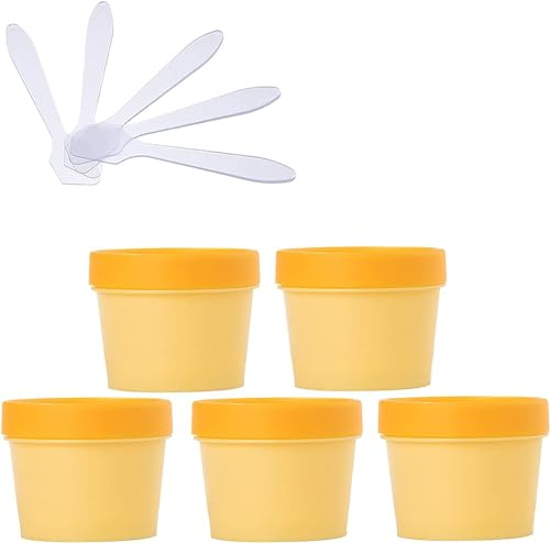 SDGBCXD, 5 PC 200 ml rose masque bol de mélange vide 200 g pots de stockage en plastique avec doublure intérieure for le stockage du corps main visage crème lotion gel 5X spatule ，Pots cosmétiques(Gee