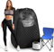 Sauna Box, Portable Sauna for Home, Sauna Tent with Steamer 3L 1200W Steam Generator, Remote Control, Folding Chair (Black)
