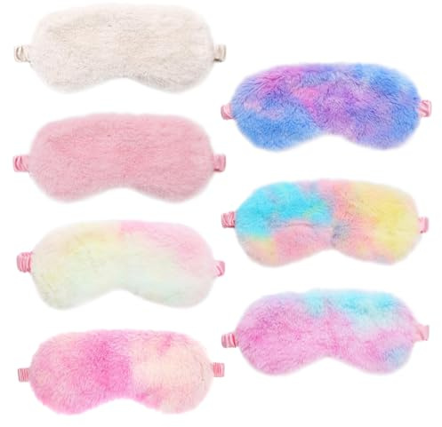 SYEYCW 7 Stück Schlafmasken Set, Schlafmaske Kinder, Plüsch-Kinderschlaf-Augenmasken, Weiche und Flauschige Schlafmaske, Geeignet für Nickerchen, Reisen und Andere Anlässe, für Erwachsene Kinder