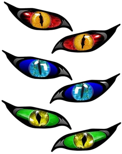 FDCGAS Auto Motorrad Aufkleber,3 Paar motorrad aufkleber,helm sticker,augen aufkleber,Evil Eyes mit Iris Vinyl Drohne Motorrad Helm Auto Aufkleber Sticker 70x30mm