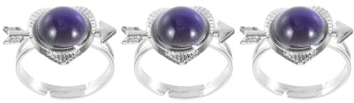 SHERCHPRY 3 Teiliger Ring Mit Einem Durchbohrten Herz Und Edelstein In Form Eines Farbwechselring Partygeschenke Paarringe Festivalringe Mit Herzform Rave Tieranhänger Balsam