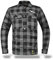 TLA GRID camicia moto con protezioni, giacca in flanella a quadri con rinforzi in Aramide, taglie sino 6XL unisex Uomo e Donna, giubbotto moto e scooter vintage, Cafè racer, zip e bottoni, Grigio, 3XL
