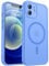 CANSHN Coque Magnétique pour iPhone 12(6,1 Pouces), Compatible avec MagSafe, [Protection Complète de l'appareil Photo] Housse Fond Mat Translucide,Bleu Cair