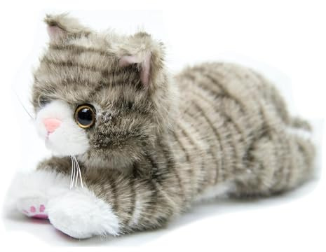 RLOMUTE 15.7Zoll Braun Katze-Plüschtier realistisches Kätzchen-Stofftier Spielzeug weiches kuscheliges für Gastgeschenke Begleiter Schlafzimmer Auto Heimdekoration Sammlergeschenk für Kinder