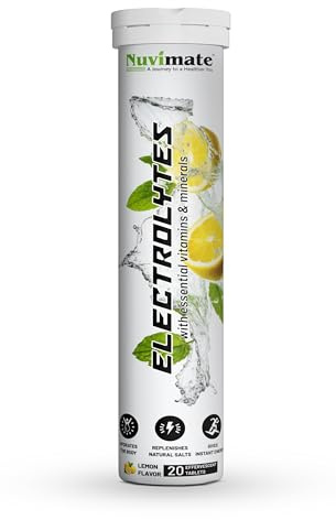 Nuvimate Electrolyte Supplement Effervescent Tablet for Dehydration Loaded with Natural Sodium & Potassium Salts Support Energy Lemonade Sports Drink Athletes Gym Workout - 20 Tablets (Pack of 3)
