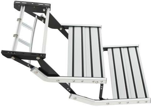 Klapptritt,Klappbar Manuelle Montage Trittstufen,Doppelschritt FüR Wohnwagen,Camping Edelstahl Schritt,Camping Einstieg Schritt FüR Wohnmobile,Zusammenklappbar,FüR Wohnmobile,ReiseanhäNger,Lkws