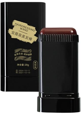 MLqkpwy Tinte para el cabello seguro y práctico, cepillo de retoque de raíces de 9 x 4 cm, portátil, impermeable y a prueba de sudor, barra de tinte para el cabello, 2 en 1, color negro instantáneo