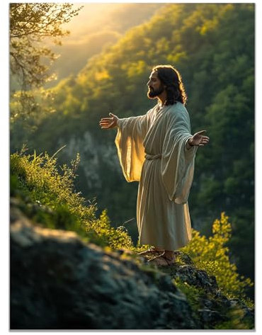 HUYEEI Tele Quadri, Pintura de paisaje de Jesús, quadretti da parete, Adatto per soggiorno ecc.（verde-80x120cm Sin marco