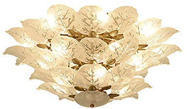 warm Romantic Round Leaf Ceiling lamp,Bedroom lamp,Living Room lamp,Dining Room lamp,Light Luxury Creative Leaf Lamps-Gold Bronze 80 * 35cm