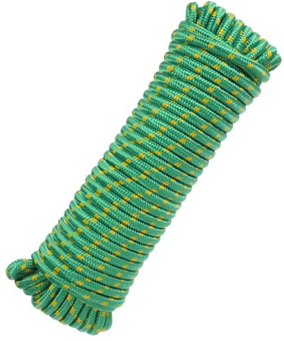 QUARKZMAN 10mm x 27.5m Corde en Polypropylène Tressée Solide, Corde Utilitaire Polyvalente pour Bateau Marine pour Camping, Mât De Drapeau, Corde À Linge, Extérieur, Vert/Jaune