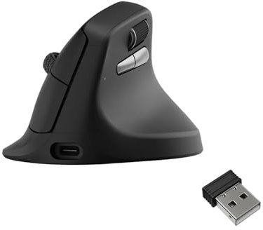 Keychron M5 8K Mouse Ergonomico Verticale, 30 000 DPI, 750 IPS PixArt 3950, 2,4 GHz/Bluetooth 5.3, Batteria da 600 mAh, Programmabili, Mouse da Gioco Wireless 8000Hz per Windows, macOS e iPadOS - Nero