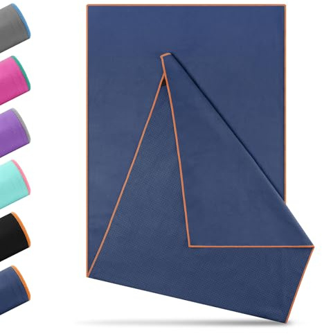 Novent yogahandduk halkfri 185 x 65 cm | mikrofiber yogahandduk med | Noppor hygienisk yogamattdyna för varm yoga, studio och fitness | tvättbar, absorberande (mörkgrå)
