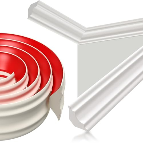 Kinesgsg 5m Molduras de Techo Triangulares de TPE,13x19mm,Despegar y Pegar | Pelar y Pegar Molduras y Moldura, Moldura Autoadhesiva Flexible Tira de Ajuste, Impermeable, para Paredes, Techos