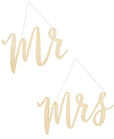 Ginger Ray Mr And Mrs Scripted Wooden Hanging Schöne Botanik, beige