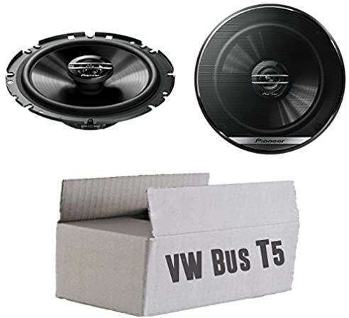 Lautsprecher Boxen Einbauset passend mit Pioneer TS-G1720F - 16,5cm 2-Wege Koax Koaxiallautsprecher Auto Einbausatz für VW Bus T5 Front