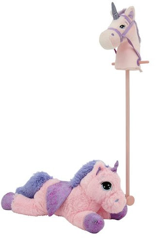 Sweety Toys 11001 Set Steckenpferd Einhorn & Einhorn Plüschtier 65 cm rosa