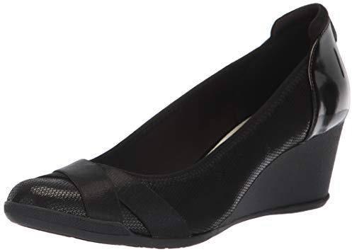 Anne Klein Women's Timeout Wedge Pump, Black, 4.5 UK