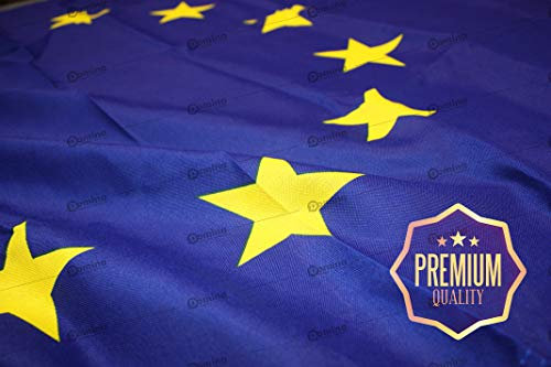 Bandiera Europa 150x100 cm in stampa serigrafica da 160g/m², bandiera europea 150x100 lavabile, bandiera dell'Europa 150x100cm in stamina di poliestere con cordino e con doppia cucitura perimetrale