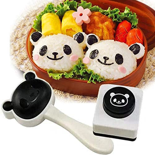 Velidy Accessoires Bento Moule à boules de riz Panda Dessin animé Moule à sushi Moule à algues Bento Nori Moule à riz pour enfants Emballé Lunch Outils de cuisine