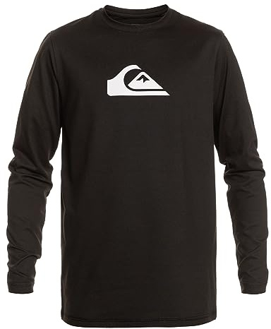 Quiksilver Men's Solid Streak Long Sleeve Rashguard UPF 50 Sun Protection Surf Shirt Rash Guard, Black, 3X-Large