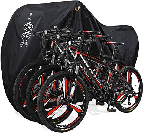Aiskaer Bike Cover for 2-3 Bikes, Outdoor Waterproof, Heavy Duty, Black, Polyester, 82 L x 44 H x 44 W inches