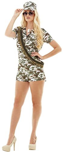 Funidelia | Disfraz de militar para mujer Militar, Soldado, Profesiones, Camuflaje - Disfraz para adultos y divertidos accesorios para Fiestas, Carnaval y Halloween - Talla L - Verde