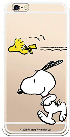 Snoopy Woodstock und Snoopy Running Schutzhülle für iPhone 6-6S, zum Schutz Ihres Handys, flexible Silikonhülle, offiziell lizenziert von Peanuts.