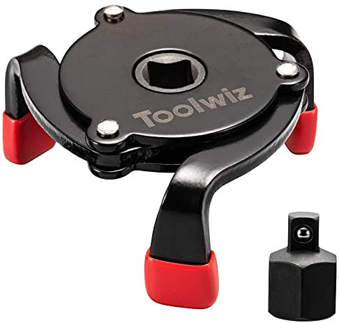 Toolwiz - Chiave per filtro dell'olio regolabile a 3 ganasce universale, rimovibile, 60 mm - 98 mm, colore: Nero